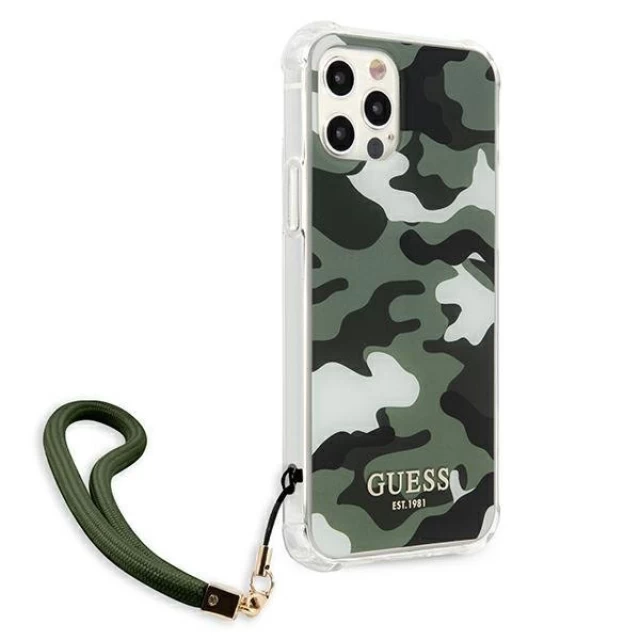 Чехол Guess Camo Strap Collection для iPhone 12 Pro Max Green (GUHCP12LKSARKA)