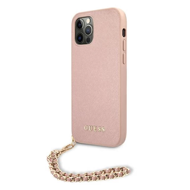 Чохол Guess Saffiano Chain для iPhone 12 | 12 Pro Pink (GUHCP12MSASGPI)