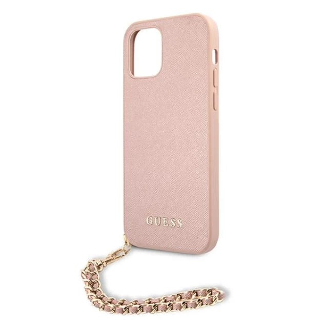 Чохол Guess Saffiano Chain для iPhone 12 | 12 Pro Pink (GUHCP12MSASGPI)