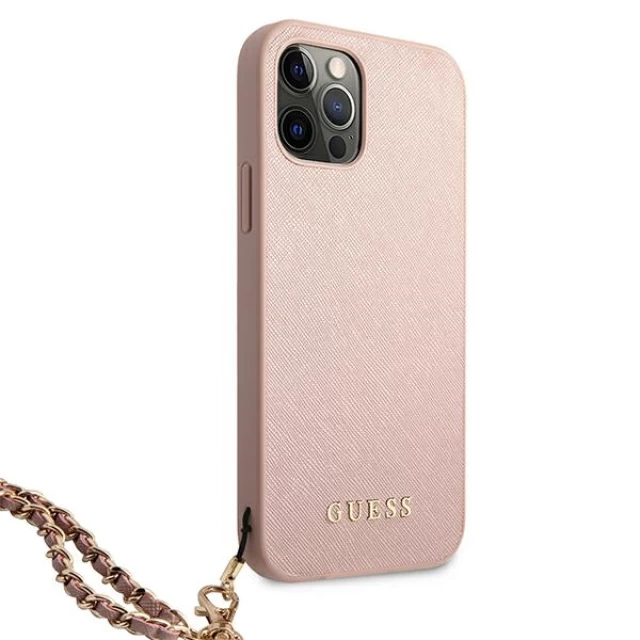 Чехол Guess Saffiano Chain для iPhone 12 Pro Max Pink (GUHCP12LSASGPI)