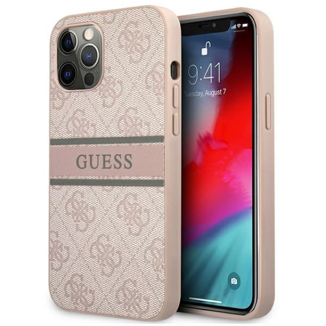 Чехол Guess 4G Stripe для iPhone 12 Pro Max Pink (GUHCP12L4GDPI)