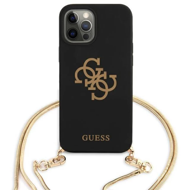 Чохол Guess Gold Chain Collection для iPhone 12 | 12 Pro Black (GUHCP12MLSC4GBK)