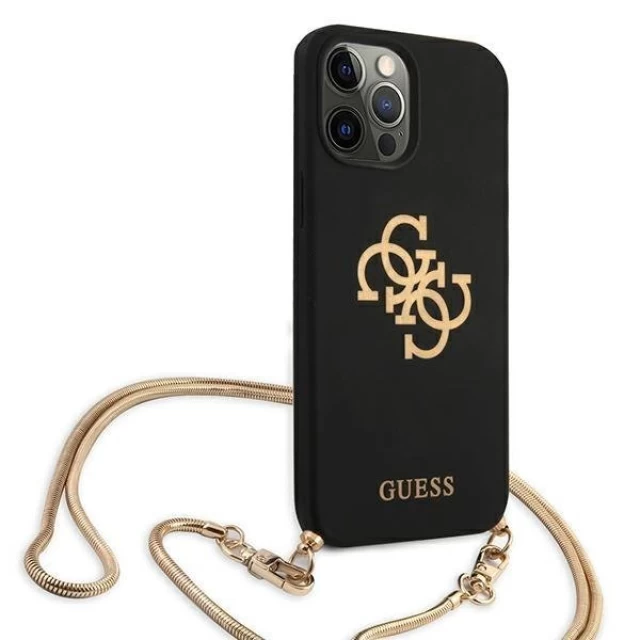 Чохол Guess Gold Chain Collection для iPhone 12 | 12 Pro Black (GUHCP12MLSC4GBK)