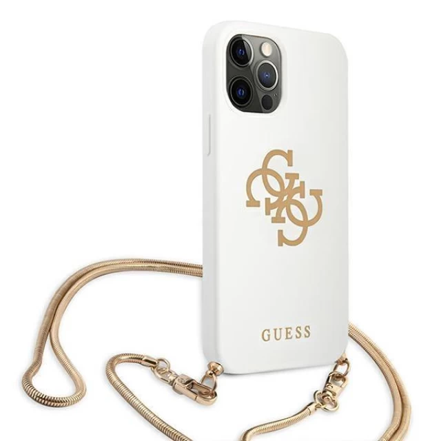 Чехол Guess Gold Chain Collection для iPhone 12 | 12 Pro White (GUHCP12MLSC4GWH)