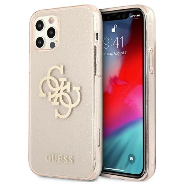 Чохол Guess Glitter 4G Big Logo для iPhone 12 | 12 Pro Gold (GUHCP12MPCUGL4GGO)