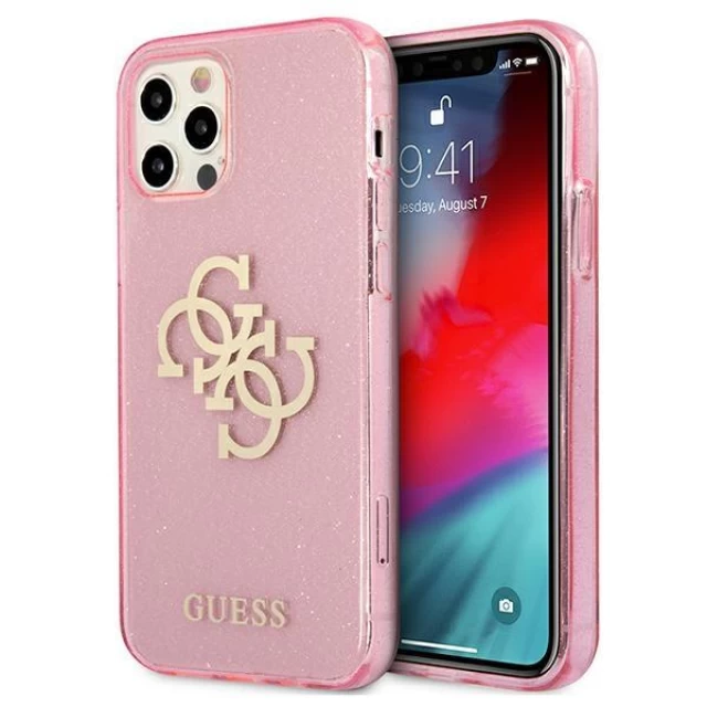 Чехол Guess Glitter 4G Big Logo для iPhone 12 | 12 Pro Pink (GUHCP12MPCUGL4GPI)