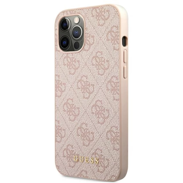 Чохол Guess 4G Metal Gold Logo для iPhone 12 | 12 Pro Pink (GUHCP12MG4GFPI)