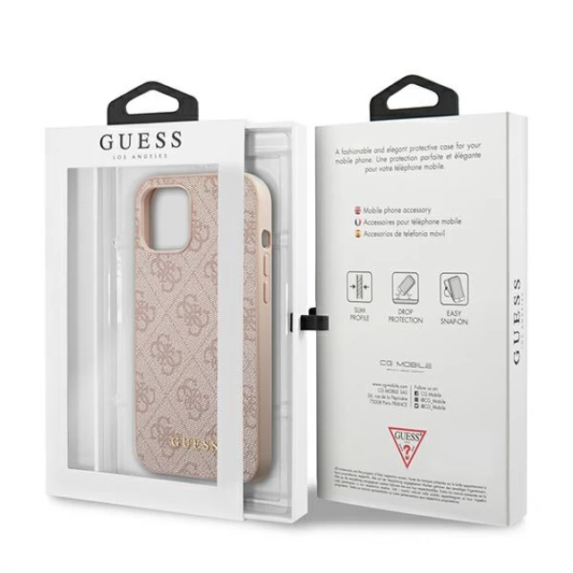 Чехол Guess 4G Metal Gold Logo для iPhone 12 | 12 Pro Pink (GUHCP12MG4GFPI)
