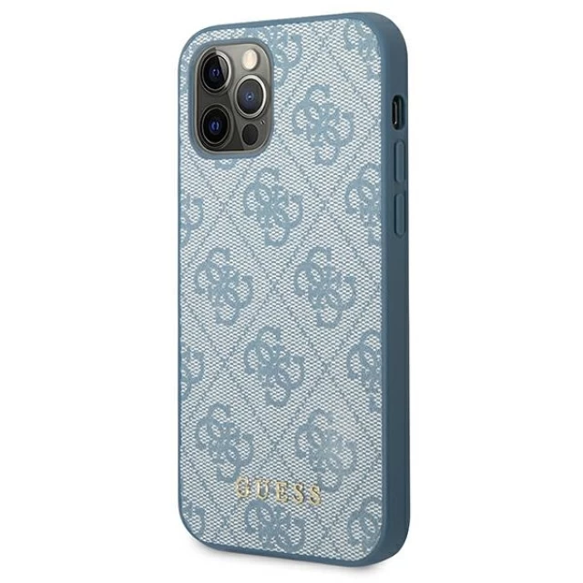 Чехол Guess 4G Metal Gold Logo для iPhone 12 | 12 Pro Blue (GUHCP12MG4GFBL)