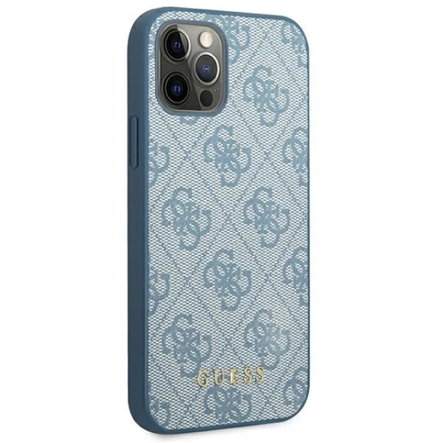 Чохол Guess 4G Metal Gold Logo для iPhone 12 | 12 Pro Blue (GUHCP12MG4GFBL)