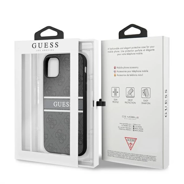Чехол Guess 4G Stripe для iPhone 11 Grey (GUHCN614GDGR)