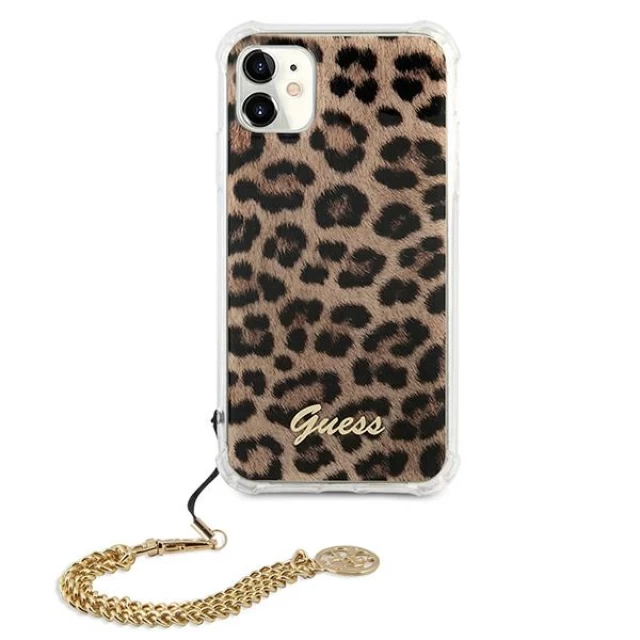 Чехол Guess Gold Chain для iPhone 11 Leopard (GUHCN61KSLEO)