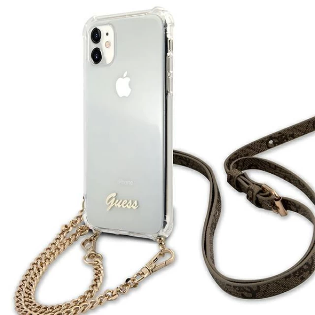 Чехол Guess 4G Gold Chain для iPhone 11 Transparent (GUHCN61KC4GSGO)
