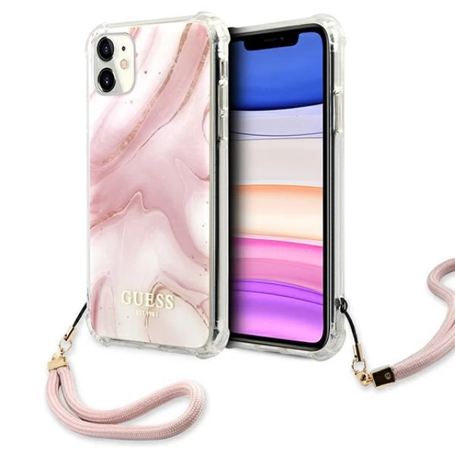 Чохол Guess Marble Cord Collection для iPhone 11 Pink (GUHCN61KSMAPI)