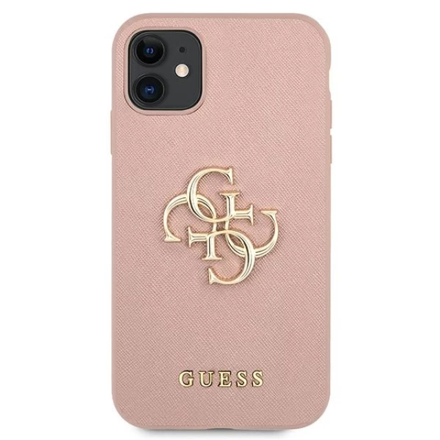 Чохол Guess Saffiano 4G Metal Logo для iPhone 11 Pink (GUHCN61SA4GGPI)