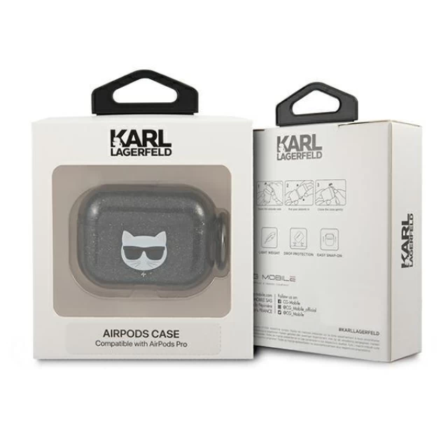Чехол Karl Lagerfeld Glitter Choupette для AirPods Pro Black (KLAPUCHGK)
