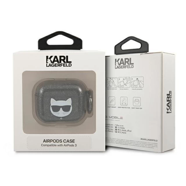 Чохол Karl Lagerfeld Glitter Choupette для AirPods 3 Black (KLA3UCHGK)
