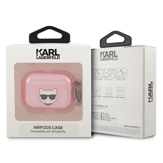 Чехол Karl Lagerfeld Glitter Choupette для AirPods Pro Pink (KLAPUCHGP)