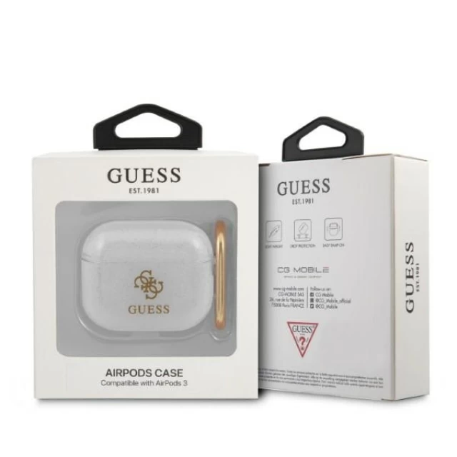 Чохол для навушників Guess Glitter Collection для AirPods 3 Transparent (GUA3UCG4GT)