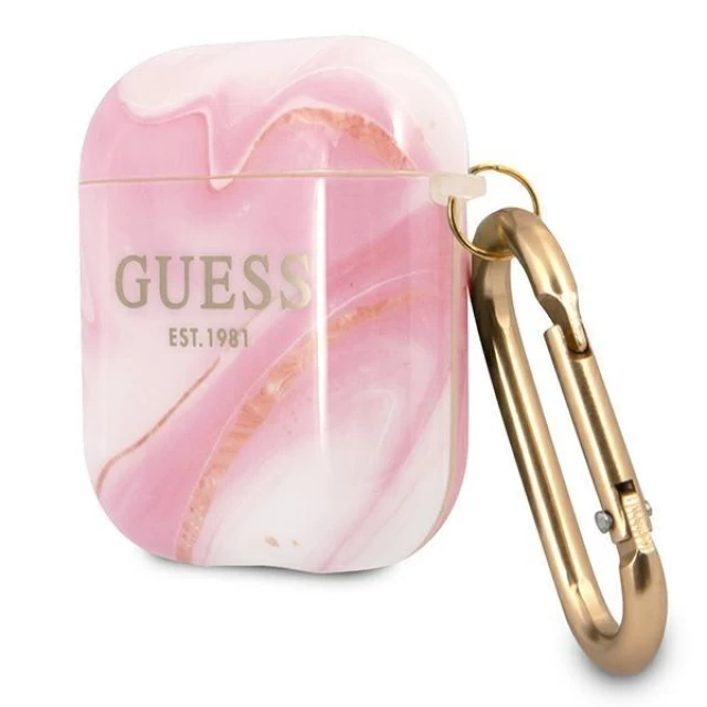 Чохол Guess Marble Collection для AirPods 2/1 Pink (GUA2UNMP)