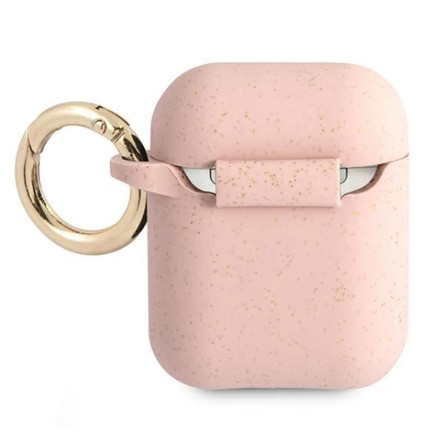 Чехол Guess Silicone Glitter для AirPods 2/1 Pink (GUA2SGGEP)