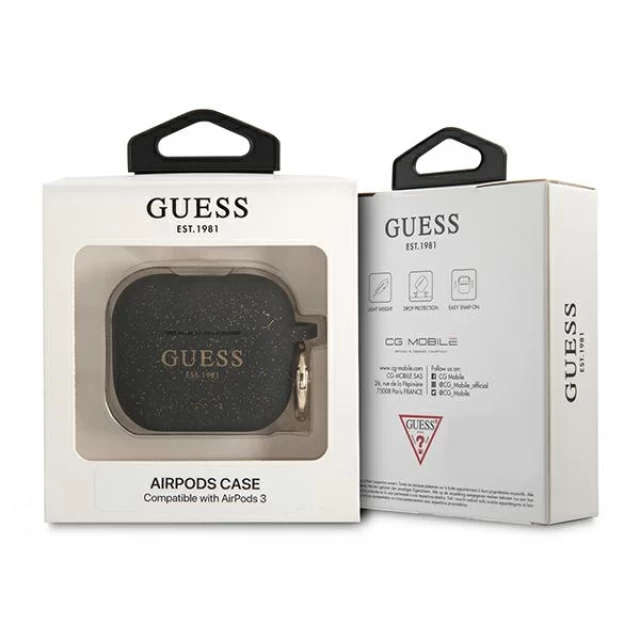 Чохол для навушників Guess Silicone Glitter для AirPods 3 Black (GUA3SGGEK)