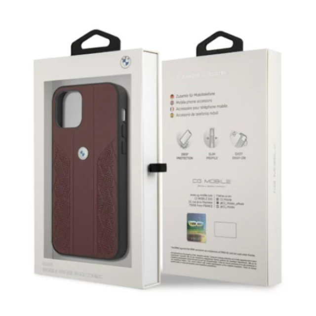 Чохол BMW для iPhone 12 | 12 Pro Leather Curve Perforate Red (BMHCP12MRSPPR)
