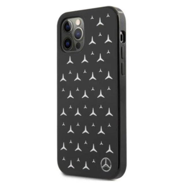 Чехол Mercedes для iPhone 12 | 12 Pro Silver Stars Pattern Black (MEHCP12MESPBK)
