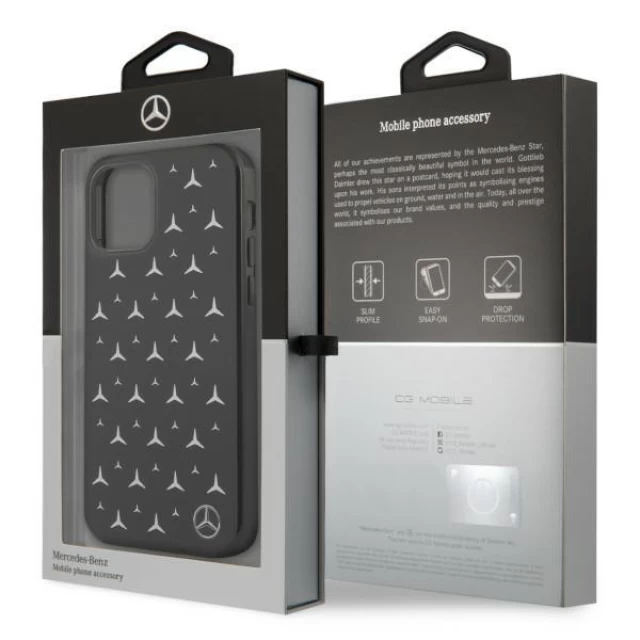 Чохол Mercedes для iPhone 12 | 12 Pro Silver Stars Pattern Black (MEHCP12MESPBK)
