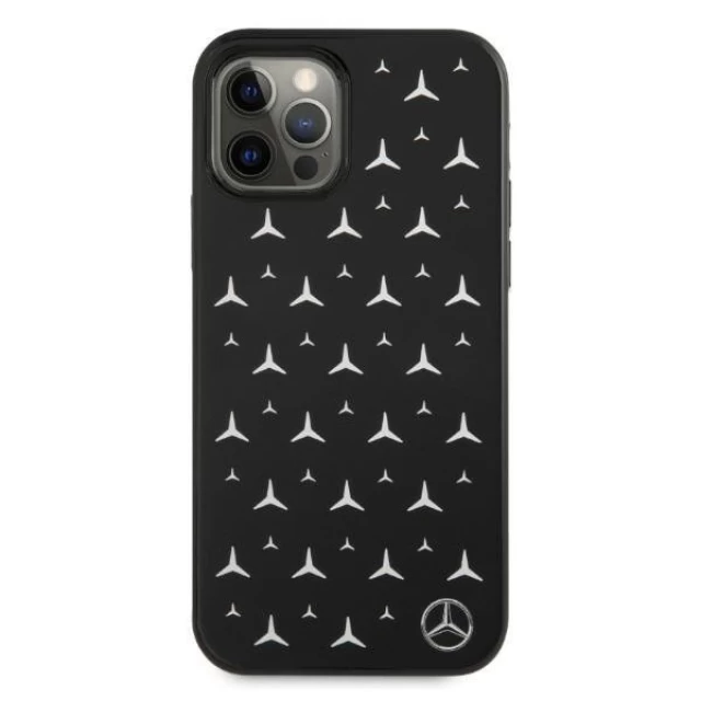 Чехол Mercedes для iPhone 12 Pro Max Silver Stars Pattern Black (MEHCP12LESPBK)