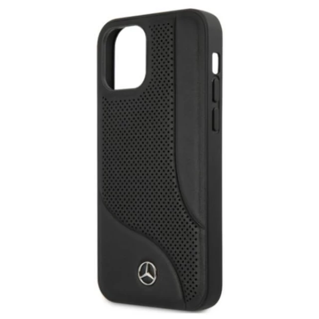 Чехол Mercedes для iPhone 12 | 12 Pro Leather Perforated Area Black (MEHCP12MCDOBK)
