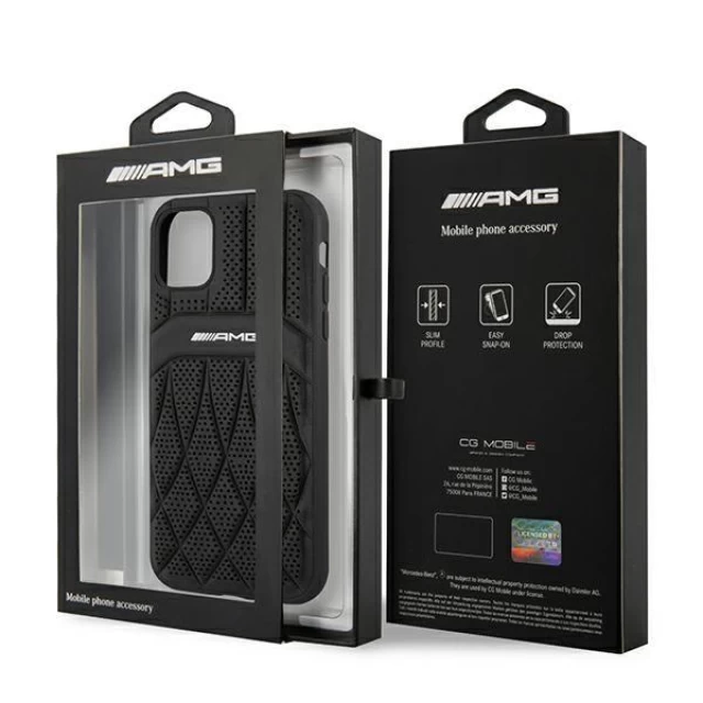 Чехол Mercedes для iPhone 11 Leather Curved Lines Black (AMHCN61OSDBK)