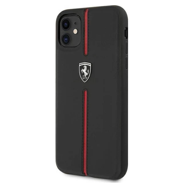 Чехол Ferrari для iPhone 11 Off Track Leather Nylon Stripe Black (FEOMSHCN61BK)