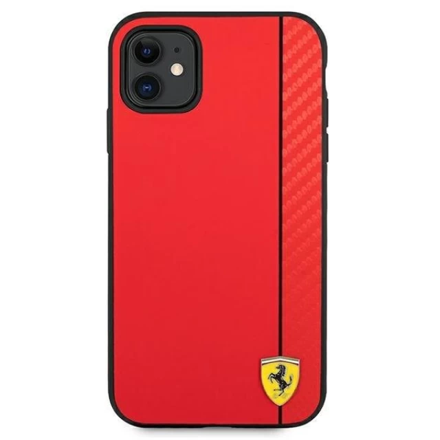 Чехол Ferrari для iPhone 11 On Track Carbon Stripe Red (FESAXHCN61RE)