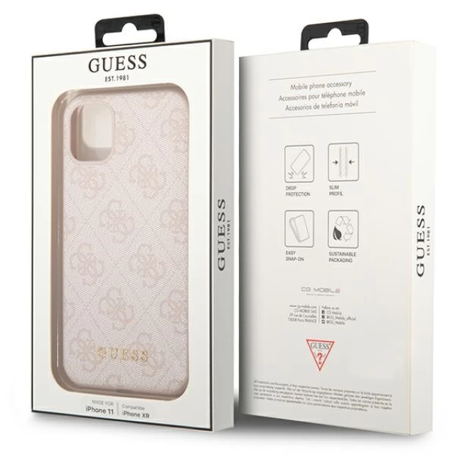 Чехол Guess 4G Metal Gold Logo для iPhone 11 Pink (GUHCN61G4GFPI)