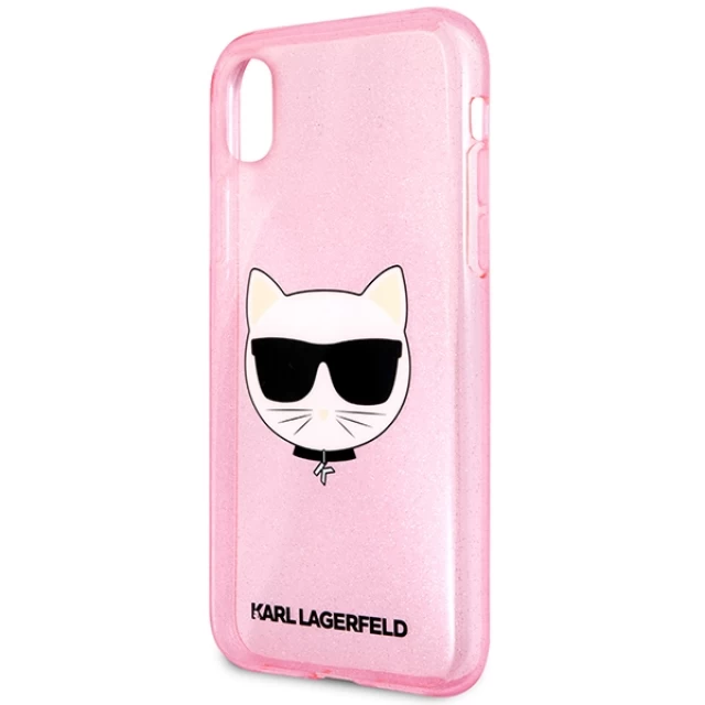 Чехол Karl Lagerfeld Glitter Choupette для iPhone XR Pink (KLHCI61CHTUGLP)