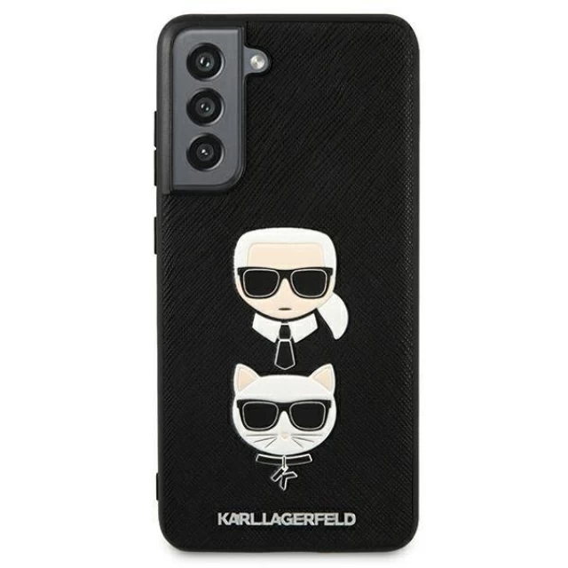 Чехол Karl Lagerfeld Saffiano Iconic Karl and Choupette Head для Samsung Galaxy S21 FE Black (KLHCS21FESAKICKCBK)