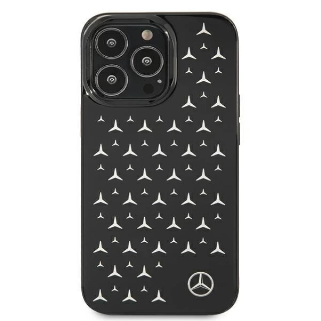 Чохол Mercedes для iPhone 13 | 13 Pro Silver Stars Pattern Black (MEHCP13LESPBK)