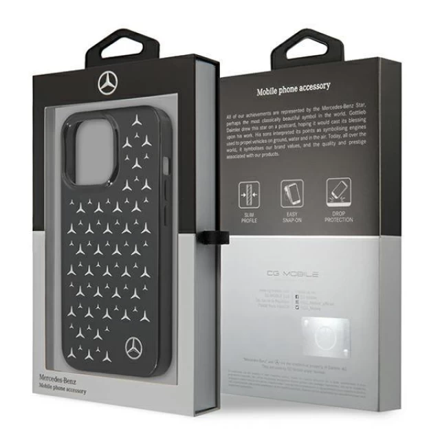 Чехол Mercedes для iPhone 13 | 13 Pro Silver Stars Pattern Black (MEHCP13LESPBK)