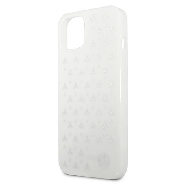 Чехол Mercedes для iPhone 13 Silver Stars Pattern White (MEHCP13MESPWH)