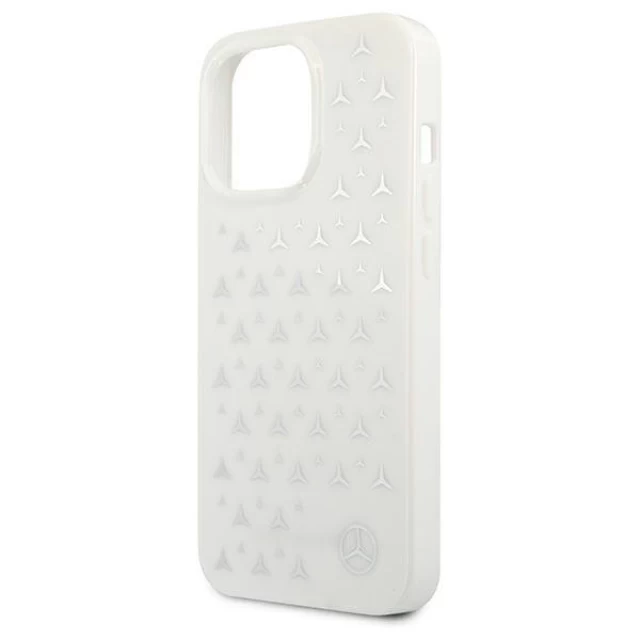 Чехол Mercedes для iPhone 13 | 13 Pro Silver Stars Pattern White (MEHCP13LESPWH)