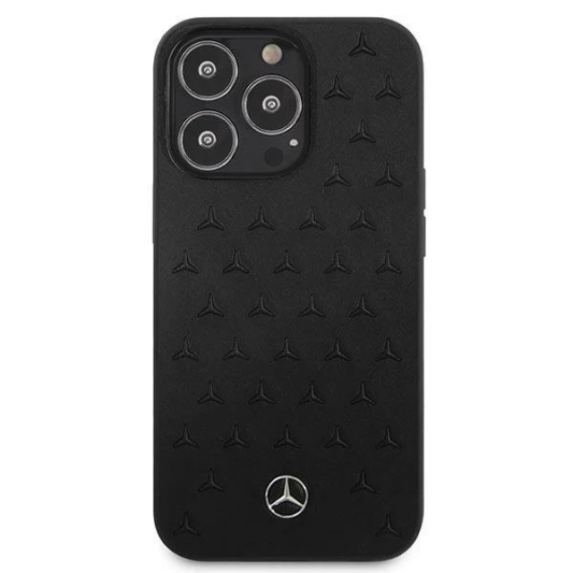 Чехол Mercedes для iPhone 13 Pro Max Leather Stars Pattern Black (MEHCP13XPSQBK)