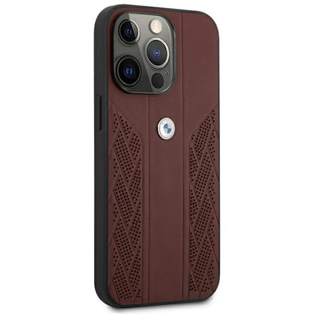 Чехол BMW для iPhone 13 Pro Max Leather Curve Perforate Red (BMHCP13XRSPPR)