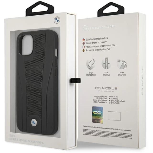 Чехол BMW Leather Debossed Lines для iPhone 13 Black (BMHCP13MRPSLK)