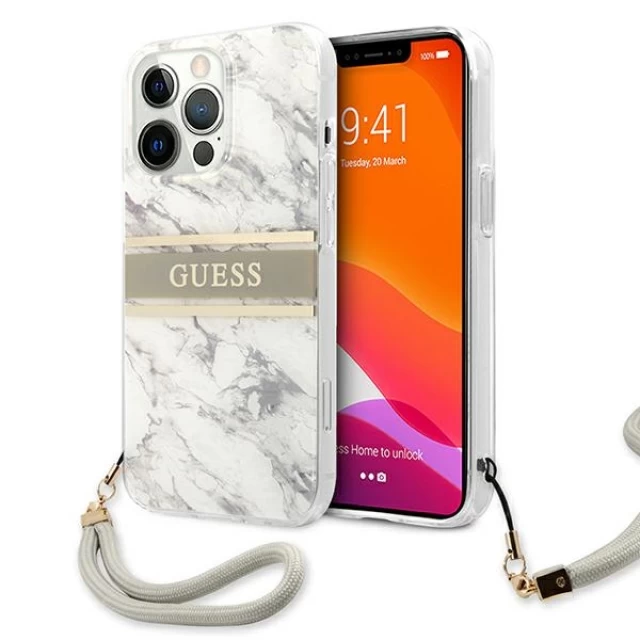Чохол Guess Marble Strap Collection для iPhone 13 Pro Max Grey (GUHCP13XKMABGR)