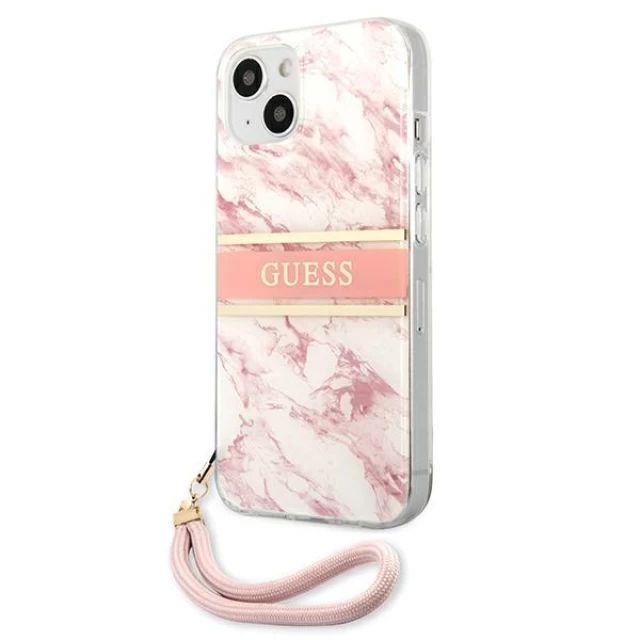 Чехол Guess Marble Strap для iPhone 13 mini Pink (GUHCP13SKMABPI)