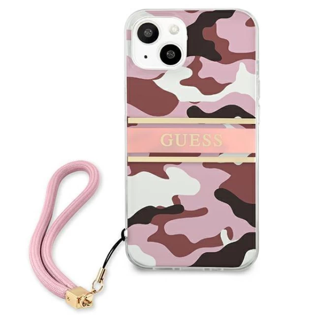 Чехол Guess Camo Strap Collection для iPhone 13 mini Pink (GUHCP13SKCABPI)