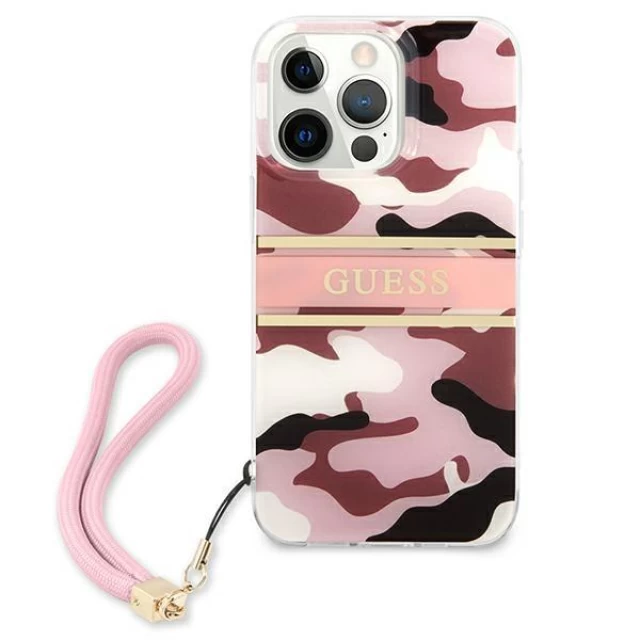 Чехол Guess Camo Strap Collection для iPhone 13 Pro Max Pink (GUHCP13XKCABPI)