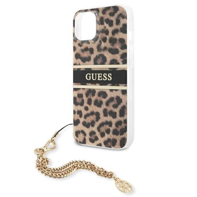 Чехол Guess Hard Case with Gold Chain для iPhone 13 mini Leopard (GUHCP13SKBSLEO)