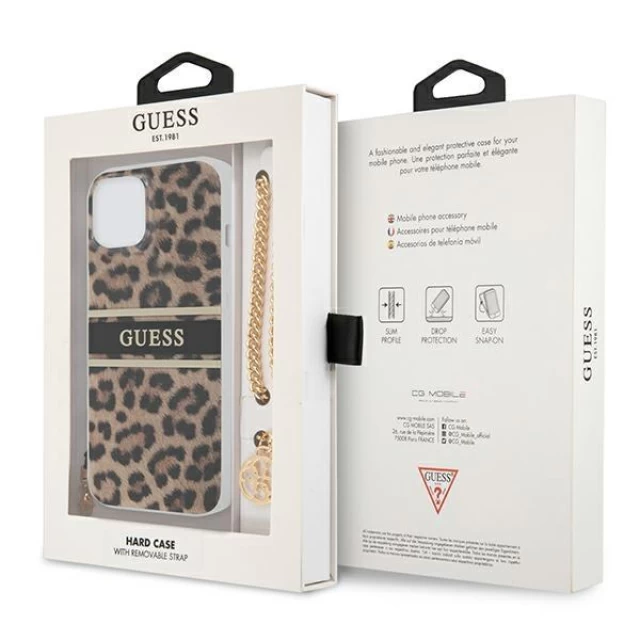 Чехол Guess Hard Case with Gold Chain для iPhone 13 mini Leopard (GUHCP13SKBSLEO)